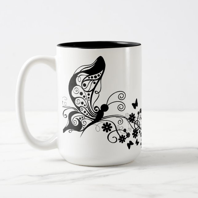 Taza Bicolor Mariposas de encaje negro 8 (Izquierda)