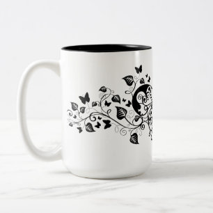 Taza Bicolor Mariposas de encaje negro 9