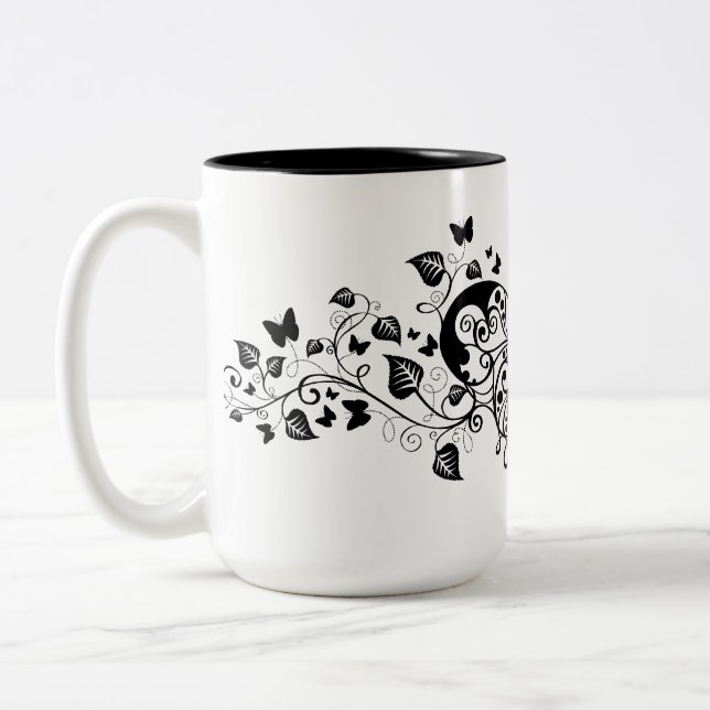 Taza Bicolor Mariposas de encaje negro 9 (Izquierda)