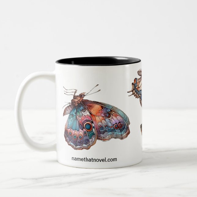 Taza Bicolor Mariposas de nombre que café nuevo tazón (Izquierda)