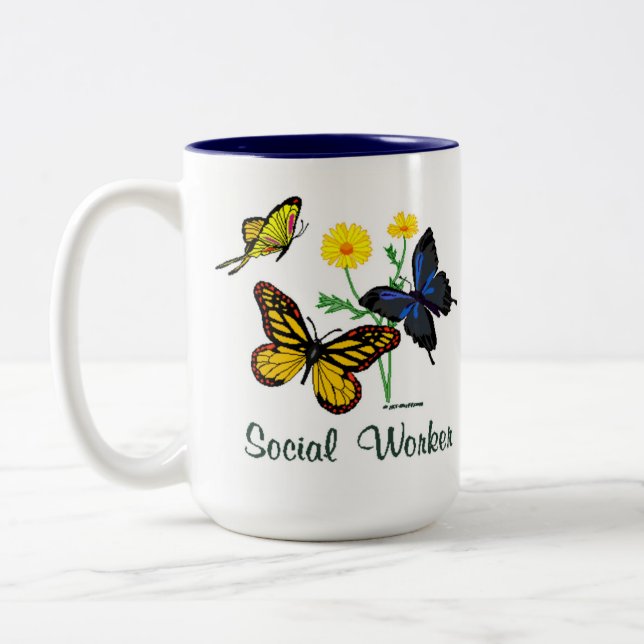 Taza Bicolor Mariposas de trabajadores sociales (Izquierda)