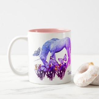 Taza Bicolor Mariposas de Unicornio Fantasía Arte Personalizado