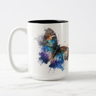 Taza Bicolor MARIPOSAS DE VUELO DE COLOR DE AGUA DE bonito