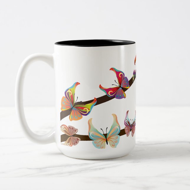 Taza Bicolor Mariposas en una rama (Izquierda)