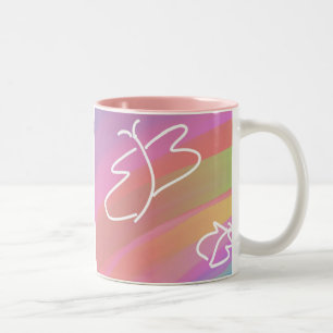 Taza Bicolor Mariposas esbozadas