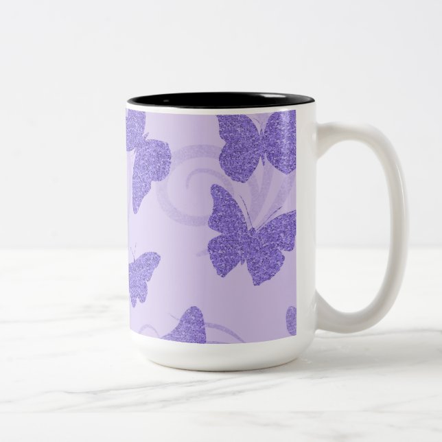 Taza Bicolor Mariposas Lilac Purpurinoso (Derecha)