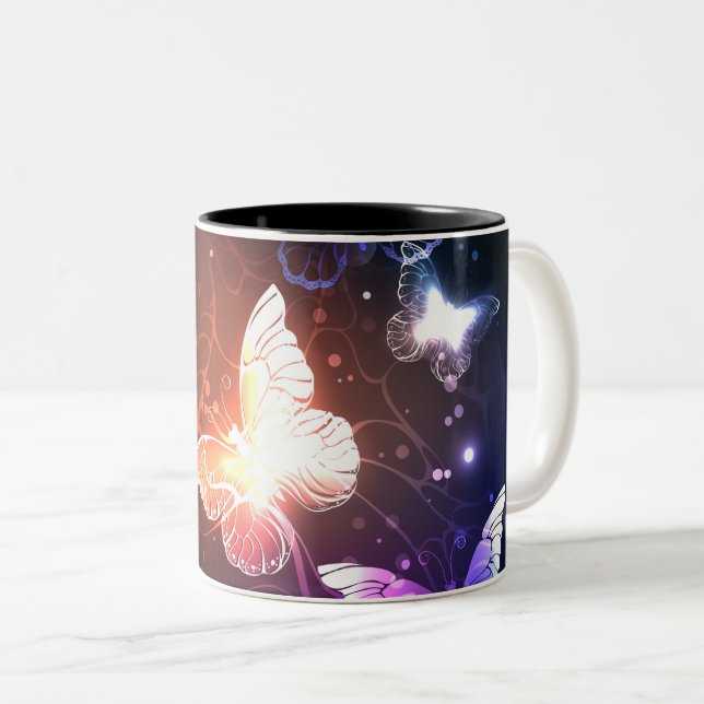 Taza Bicolor Mariposas nocturnas brillantes (Anverso derecho)