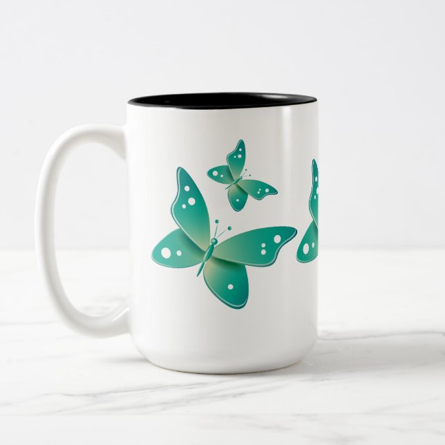 Taza Bicolor Mariposas verdes (Izquierda)