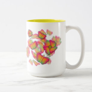 Taza Bicolor Mariposas y flores