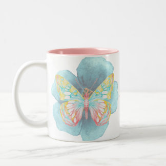 Taza Bicolor Mariposas y flores acuáticas