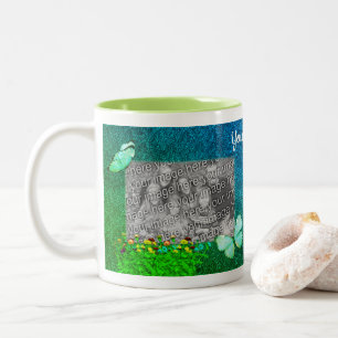 Taza Bicolor Mariposas Y Flores Foto Personalizada De Arte