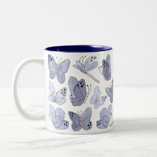 Taza Bicolor Mariposas y libélulas cubren la acuarela