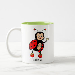 Taza Bicolor Mariquita y Corazón Adorables 
