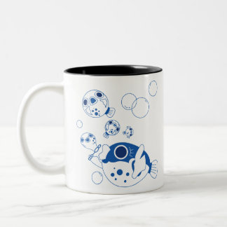 Taza Bicolor Marisco, pez globo para los niños