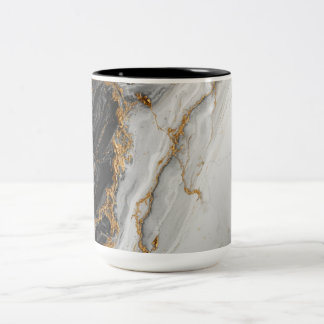 Taza Bicolor Mármol negro elegante con textura dorada