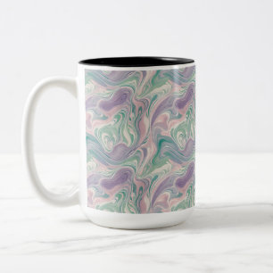 Taza Bicolor Mármol púrpura turquesa abstracto remolino Estétic