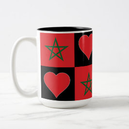 Taza Bicolor Marruecos Bandera Patrón cardíaco diversión patrió