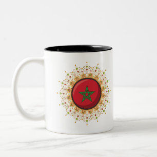 Taza Bicolor Marruecos Souvenir Verde Rojo y Dorado