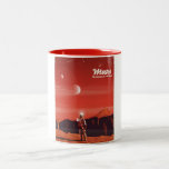 Taza Bicolor Mars Science fiction vintage travel poster<br><div class="desc">Mars Science fiction poster de viajes vintage Espacio arte de un astronauta en la superficie marciana.</div>