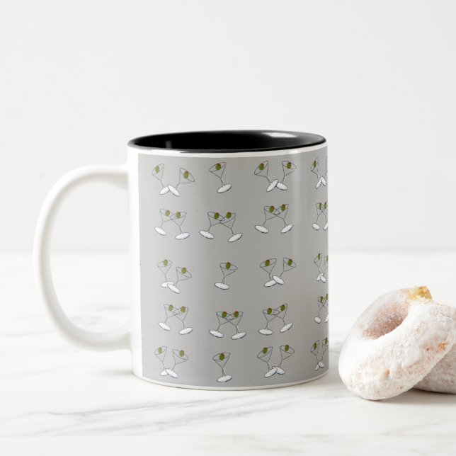 Taza Bicolor Martini Glasses Gray Black Mug (Con donut)