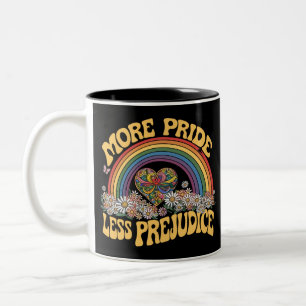 Taza Bicolor Más orgullo menos prejuicio retro orgullo arcoiris