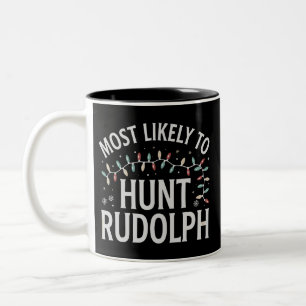 Taza Bicolor Más Probable Cazar a Rudolph Navidad Pareo 