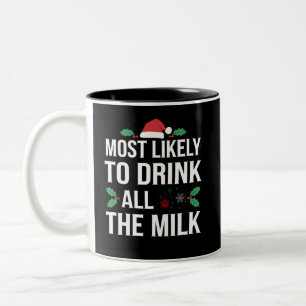 Taza Bicolor Más Probable De Beber Toda La Leche Navidad Matchi