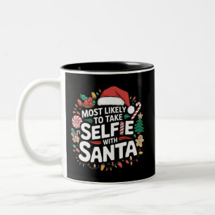 Taza Bicolor Más Probable Que Tome Selfie Con Santa Familia Xma