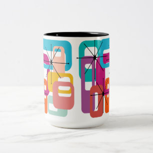 Taza Bicolor Más Rectángulos y estallidos de café de dos tonos