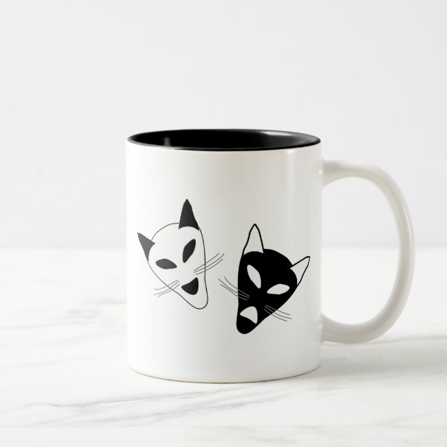 Taza Bicolor Máscaras de dramas de gato (Derecha)