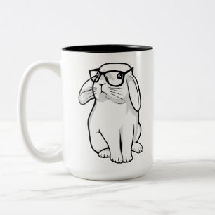 Taza Bicolor Mascota lindo del conejito del conejo Nerdy con