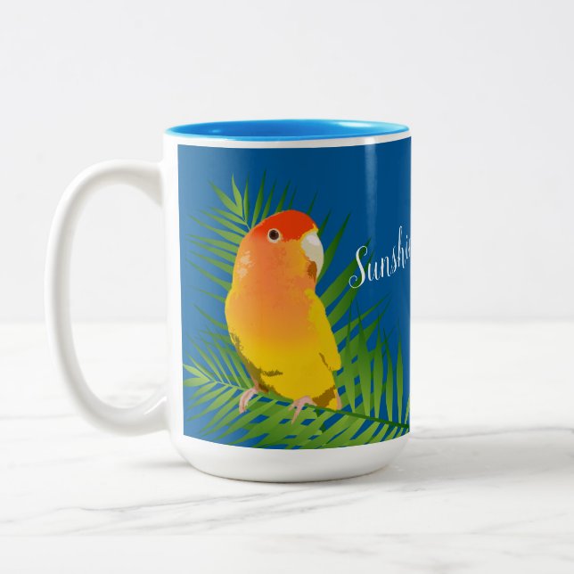 Taza Bicolor Mascota Lovebird Parrot amarillo Lutino deja nombr (Izquierda)
