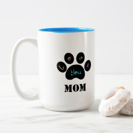 Taza Bicolor Mascota Paw Dog / Cat Love you MOM Coffee Mug