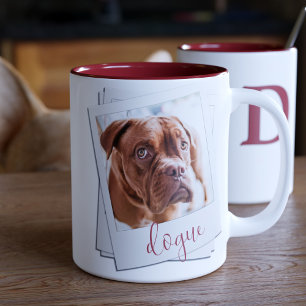 Taza Bicolor Mascota Perro Foto instantánea Monograma Nombre Ca