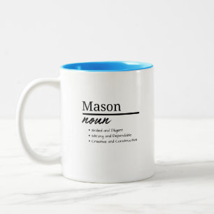 Taza Bicolor Mason, Boy Personalized Name Definition Mug