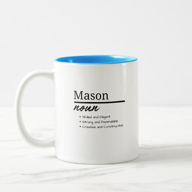 Taza Bicolor Mason, Boy Personalized Name Definition Mug (Izquierda)