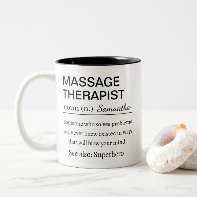 Taza Bicolor Massage Therapist Definition (Con donut)