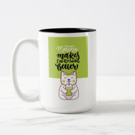 Taza Bicolor Matcha cat funny cup
