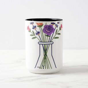 Taza Bicolor Matraz de Química Botánica con Lavanda y Rosa A