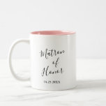 Taza Bicolor Matrón de honor personalizado<br><div class="desc">Matrón personalizado de honor de café de dos tonos</div>