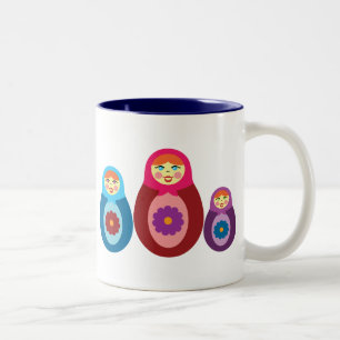 Taza Bicolor Matryoshka Dolls