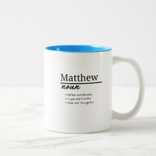 Taza Bicolor Matthew, Boy Personalized Name Definition Matthew,