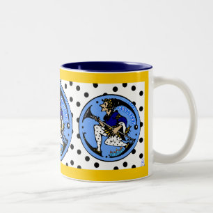Taza Bicolor Maxfield Parrish-y Hanukkah Elf v2