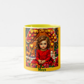 Taza Bicolor MAYA ~ CHICA vintage de Navidad~  