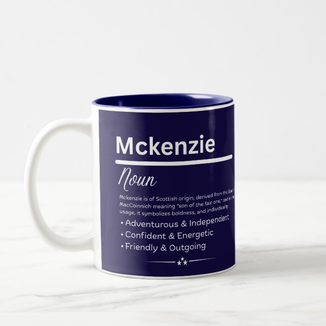 Taza Bicolor Mckenzie, Girl Personalized Name Definition Mug (Izquierda)
