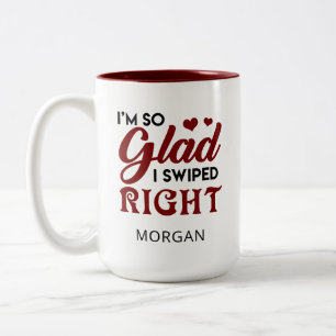 Taza Bicolor Me alegra nadar correctamente con la personalizaci