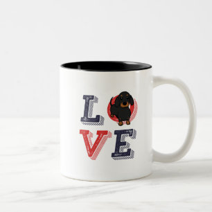 Taza Bicolor Me encanta Dachshund. Corazón a mi Perro.