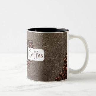 Taza Bicolor "Me encanta el café" con café frijol Mug de corazó