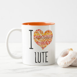 Taza Bicolor Me encanta el corazón de Lute Naranja Mandala
