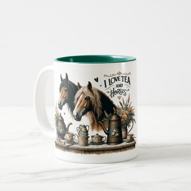 Taza Bicolor Me encanta el té y los caballos (Anverso izquierdo)